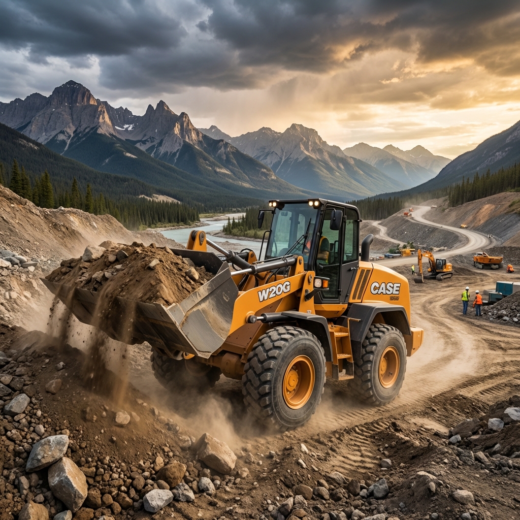 Case W20G working in mountainous terrain